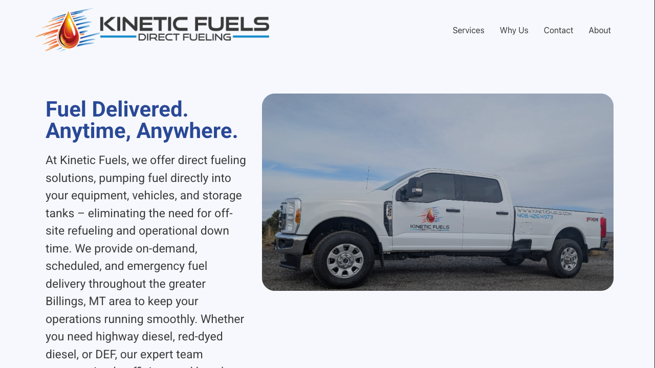 Screenshot of Kinetic Fuels website design project